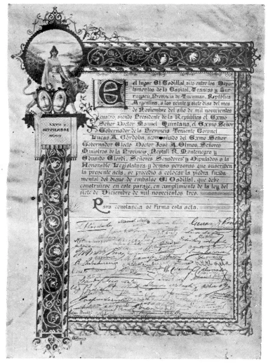 El acta de El Cadillal