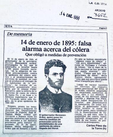 14 de enero de 1985: falsa alarma acerca del cólera