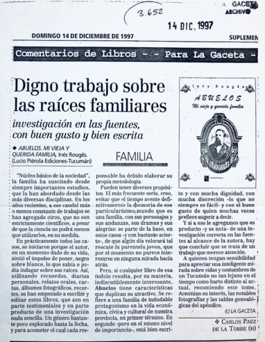 Digno trabajo sobre raíces familiares