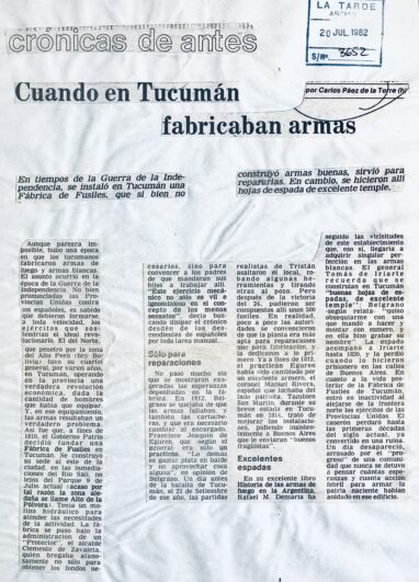 Cuando en Tucumán fabricaban armas