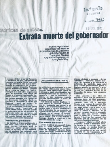 Extraña muerte del gobernador