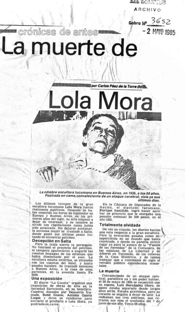 La muerte de Lola Mora