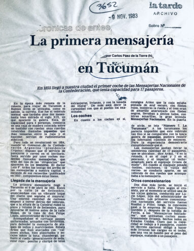 La primera mensajería en Tucumán