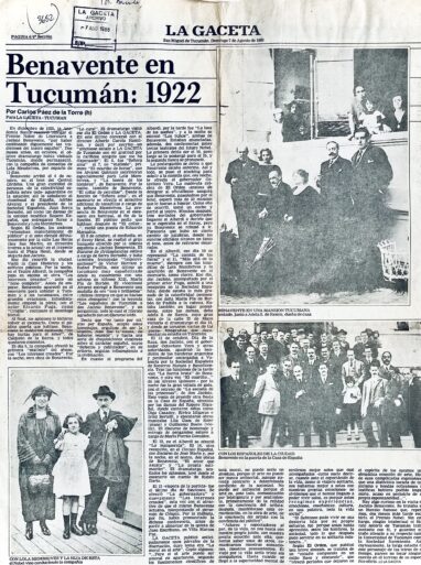 Benavente en Tucumán: 1922