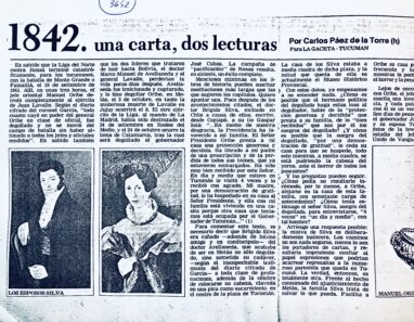 1842. Una carta, dos lecturas