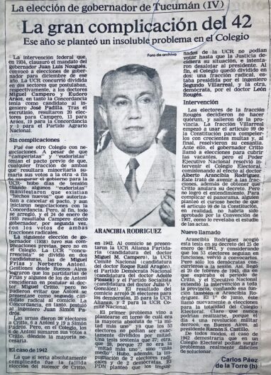 La elección de gobernador en Tucumán (IV): La gran complicación del 42