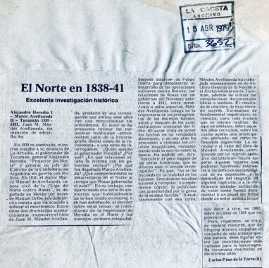 El Norte en 1838-41. Excelente investigación histórica