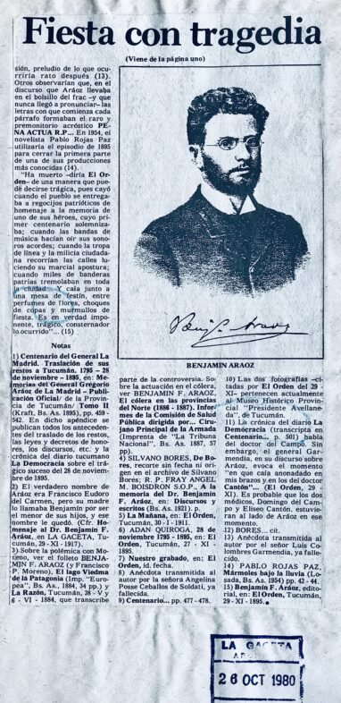 Fiesta con tragedia – Tucumán 1895