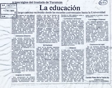 A tres siglos del traslado de Tucumán: La educación