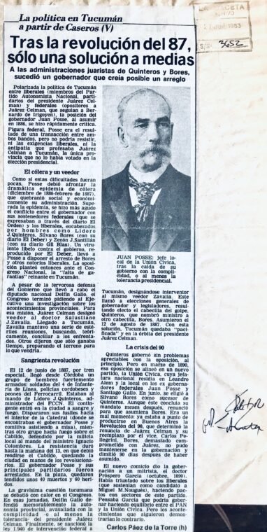 La política en Tucumán después de Caseros: V – Tras la revolución del 87, sólo una solución a medias