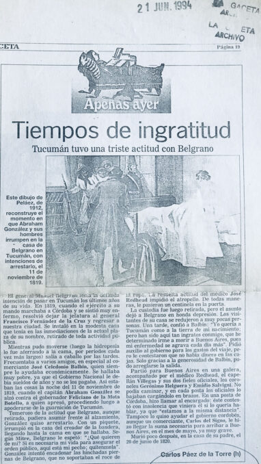 Tiempos de ingratitud, Tucumán tuvo una triste actitud con Belgrano