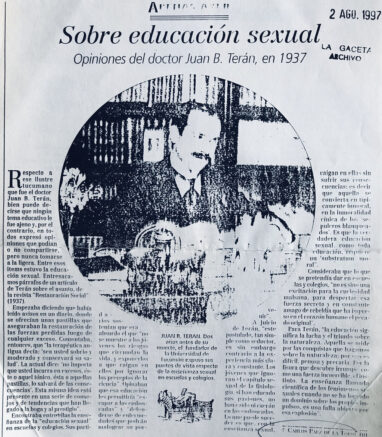 Sobre educación sexual, Opiniones del doctor Juan B. Terán en 1937