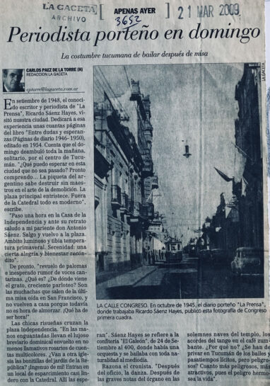 Periodista porteño en domingo. Ricardo Sáenz visitó nuestra ciudad en 1948