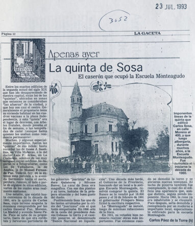 La quinta de Sosa. El caserón que ocupó la Escuela Monteagudo