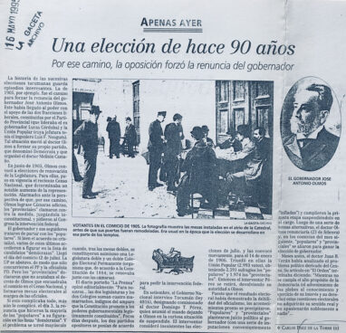 Una elección de hace 90 años. La oposición forzó la renuncia del gobernador José Antonio Olmos