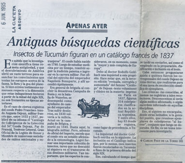 Antiguas búsquedas científicas. Insectos de Tucumán en un catálogo francés de 1837