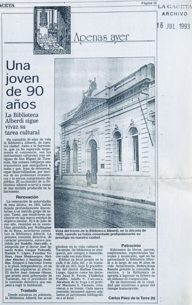 Una jóven de 90 años. La biblioteca Alberdi