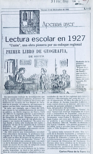 Lectura escolar en 1927