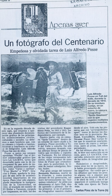 Un fotógrafo del Centenario