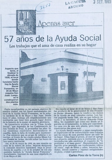 57 años de ayuda social. Los trabajos del ama de casa en su hogar