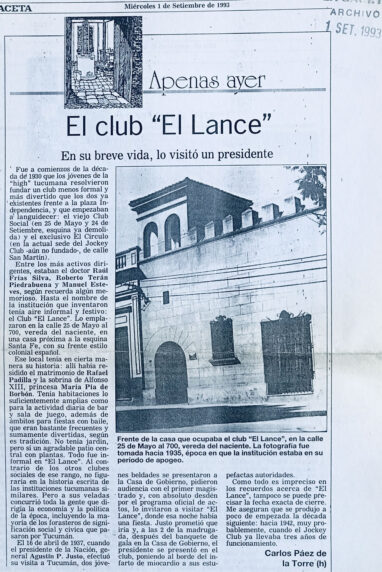 El club “El Lance”