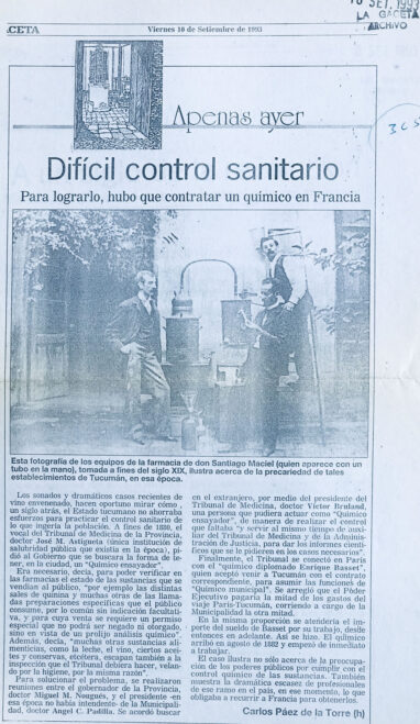 Difícil control sanitario, Farmacia de Don Santiago Maciel