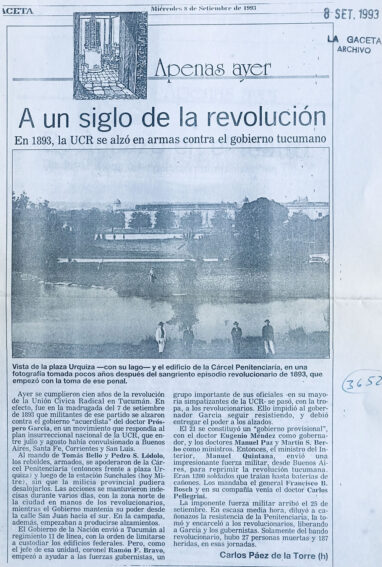 A un siglo de la revolución. En 1893, la URC se alzó contra el gobierno