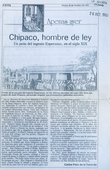 Chipaco, hombre de ley