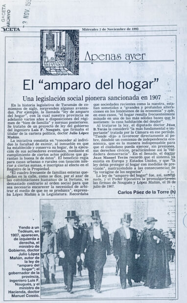 El “amparo del hogar”. Legislación social pionera en 1907