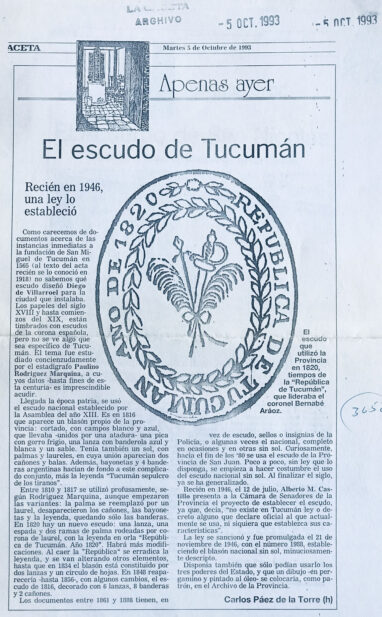 El escudo de Tucumán, 1946