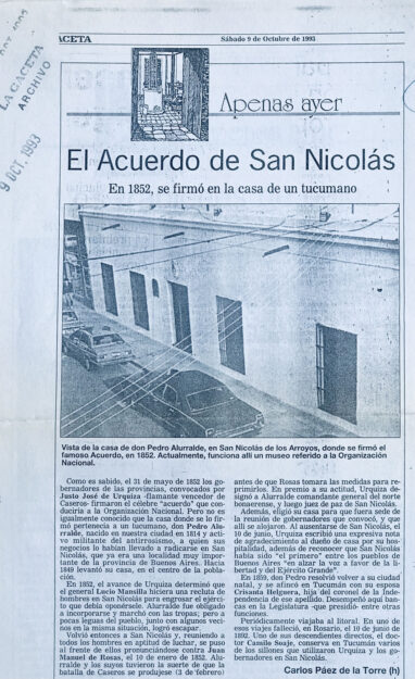 El acuerdo de San Nicolás