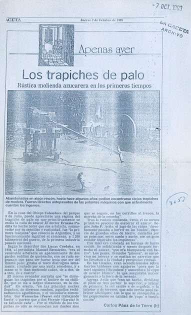 Los trapiches de palo. Molienda de los primeros tiempo