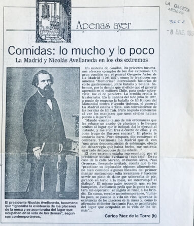 Comidas: Lo mucho y lo poco. La Madrid y Nicolás Avellaneda en los dos extremos