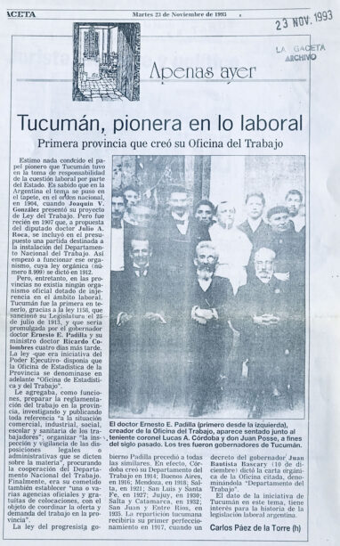 Tucumán, pionera en lo laboral