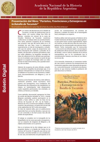 Presentación del libro: “Porteños, Provincianos y Extranjeros en la Batalla de Tucumán”