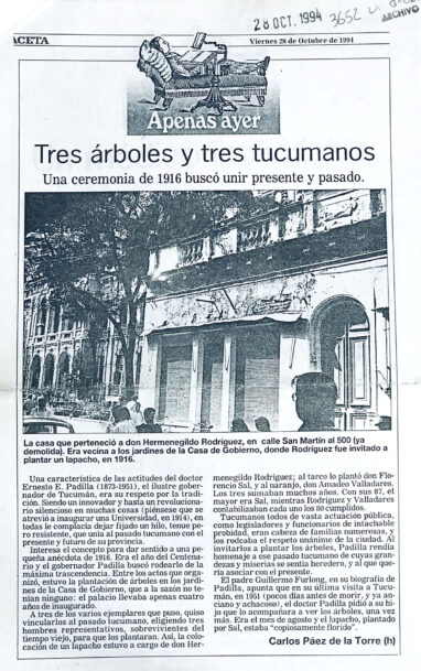 Tres árboles y tres tucumanos