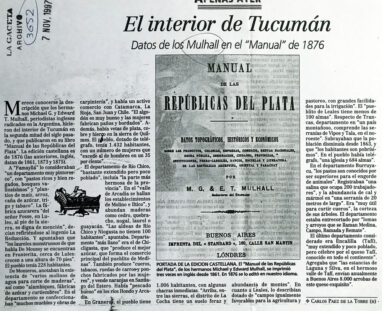 El interior de Tucumán. Datos de los Mulhall en el “Manual” de 1876