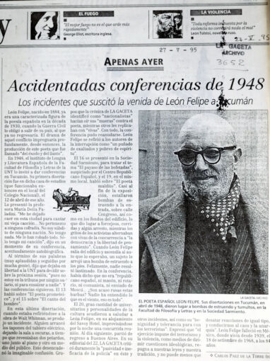 Accidentadas conferencias de 1948. Los incidentes de la venida de León Felipe