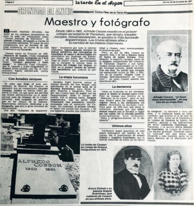 Alfredo Cosson, maestro y fotógrafo