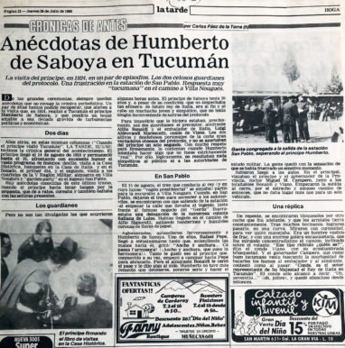 Anécdotas de Humberto de Saboya en Tucumán