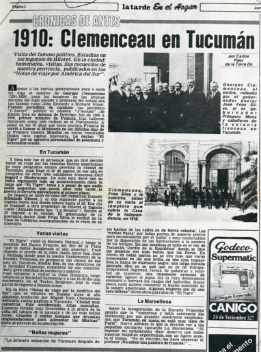 1910: Clemenceau en Tucumán. Visita del famoso político