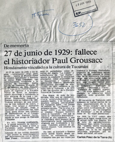 27 de junio de 1929: fallece el historiador Paul Groussac