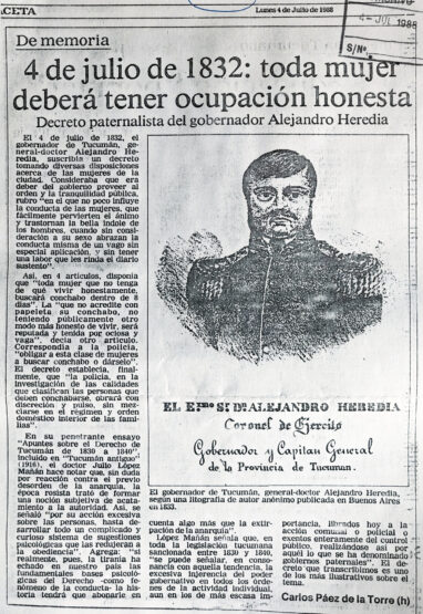 4 de julio de 1832: toda mujer deberá tener ocupación honesta