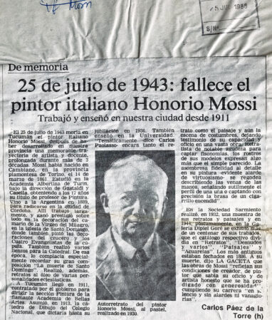 25 de julio de 1943: fallece el pintor italiano Honorio Mossi