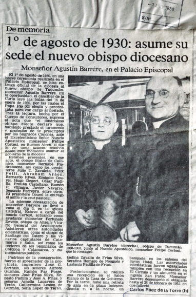 1 de agosto de 1930: asume su sede el nuevo obispo diocesano