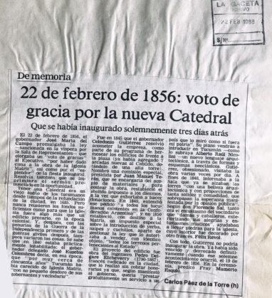 22 de febrero de 1856: voto gracia por la nueva Catedral