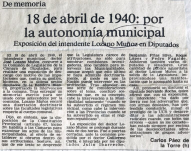 18 de abril de 1940: por la autonomía municipal