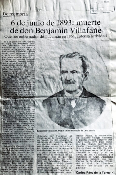 6 de junio de 1893: muerte de don Benjamín Villafañe