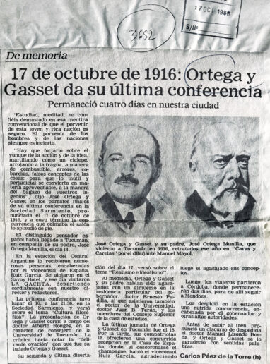 17 de octubre de 1916: Ortega y Gasset da su última conferencia