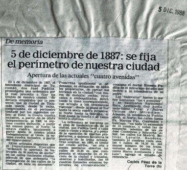 5 de diciembre de 1887: se fija el perímetro de nuestra ciudad